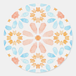 Morrocan tegel in pastelwaterverven ronde sticker