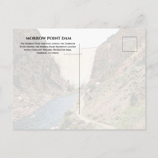 Morrow Point Dam, Curecanti NRA, Gunnison River Briefkaart (Achterkant)