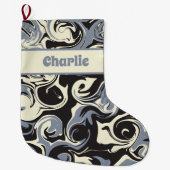 Mors in zwart, grijs en crème grote kerstsok (Voorkant)