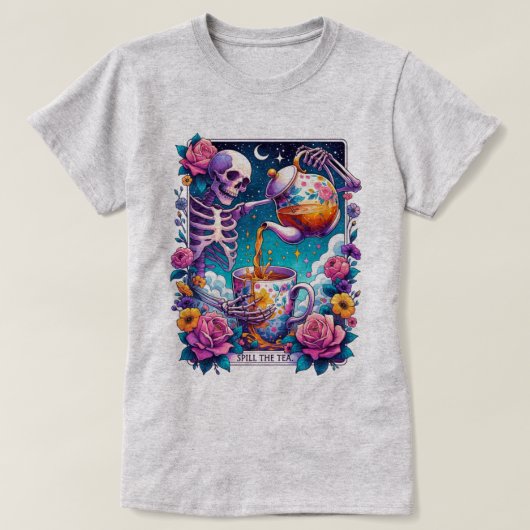 Mors The Tea Skeleton Tarot Kaart T-shirt (Design voorkant)