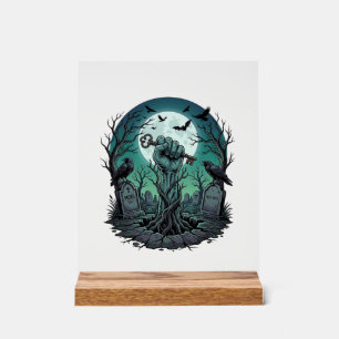 Mors Zombie Hand Skelet Sleutel Grafsteen Ravens H Acryl Bord