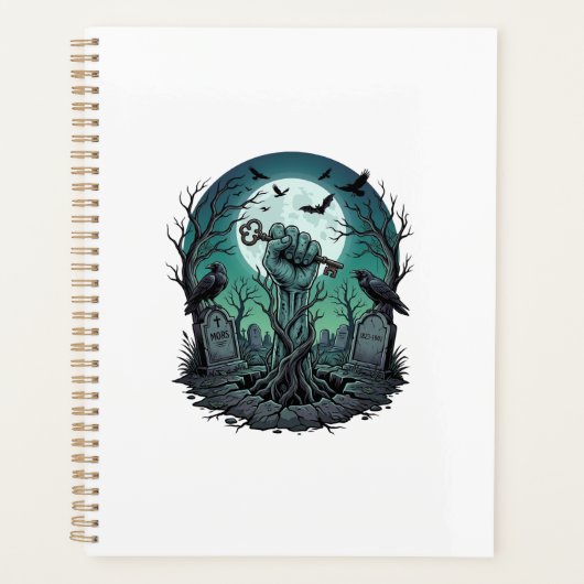 Mors Zombie Hand Skelet Sleutel Grafsteen Ravens H Planner (Voorkant)