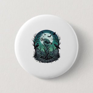 Mors Zombie Hand Skelet Sleutel Grafsteen Ravens H Ronde Button 5,7 Cm