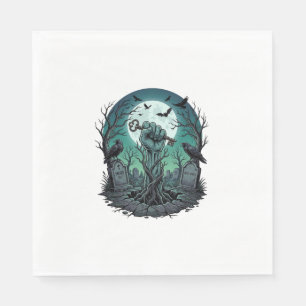 Mors Zombie Hand Skelet Sleutel Grafsteen Ravens H Servet
