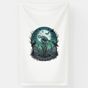 Mors Zombie Hand Skelet Sleutel Grafsteen Ravens H Spandoek
