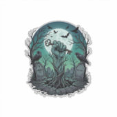 Mors Zombie Hand Skelet Sleutel Grafsteen Ravens H Sticker (Voorkant)
