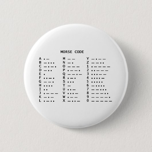 MORSCODE RONDE BUTTON 5,7 CM (Voorkant)