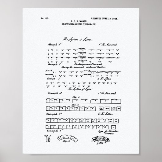 Morse Code 1848 Whitepaper over patenten Poster (Voorkant)