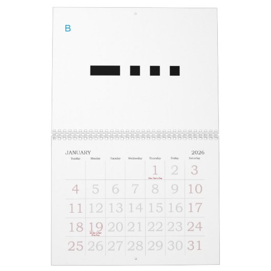 Morse Code 24-maanden alfabet Kalender (Jan 2026)