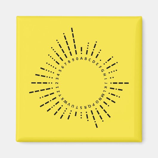 Morse Code Alfabet – Gele Technische Vormgeving Magneet (Voorkant)