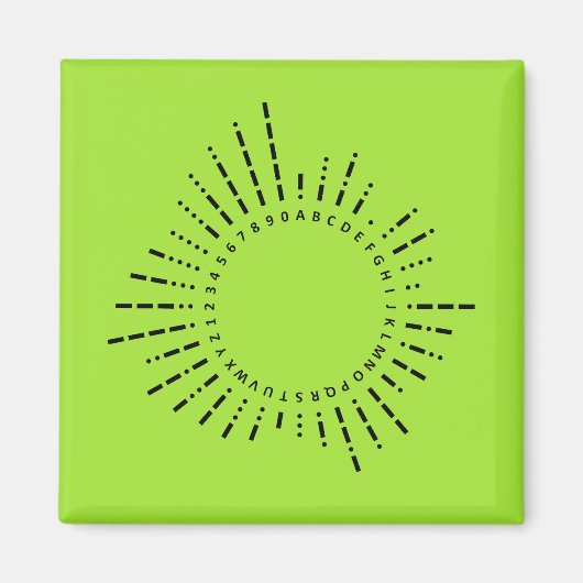 Morse Code Alfabet – Neon Lime Tech Magneet (Voorkant)