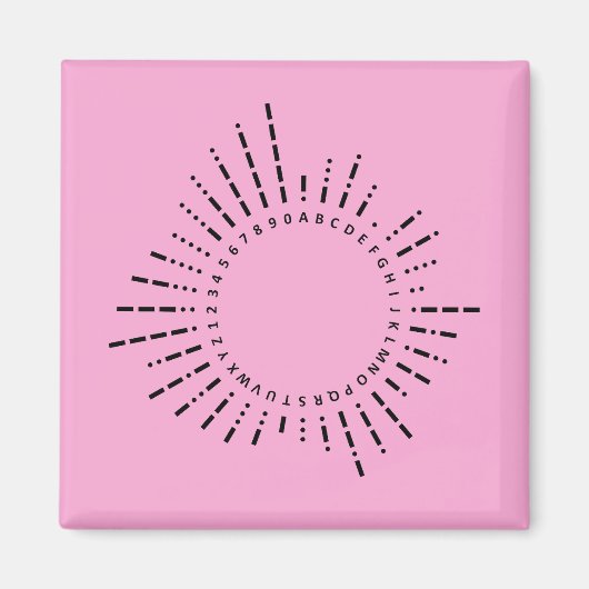 Morse Code Alfabet – Roze STEM-editie Magneet (Voorkant)