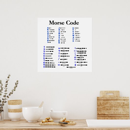 Morse Code Alphabet, Nummers, punctie-Poster Poster (Keuken)