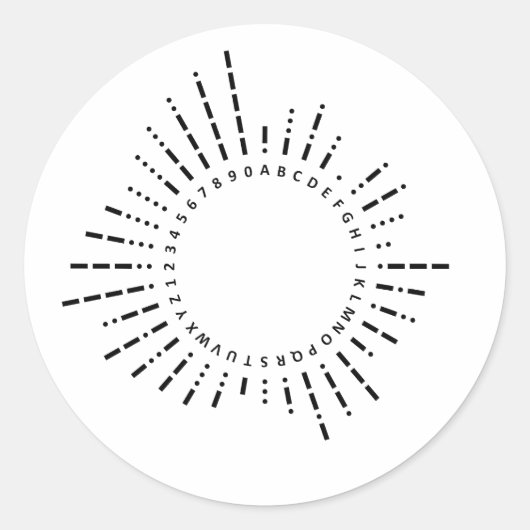 Morse Code Alphabet Ronde Sticker (Voorkant)