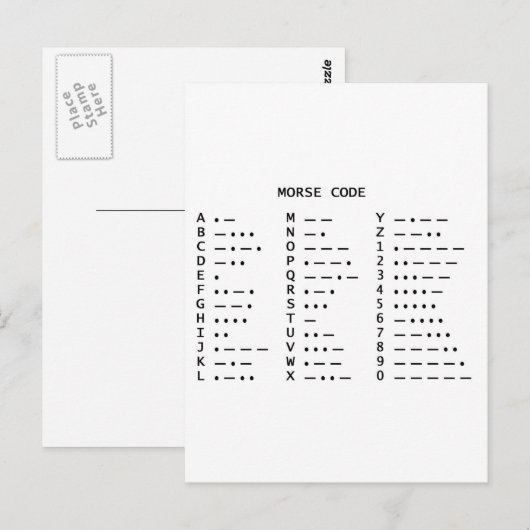 Morse Code Briefkaart (Voorkant / Achterkant)