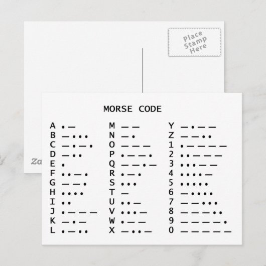 Morse Code Briefkaart (Voorkant / Achterkant)