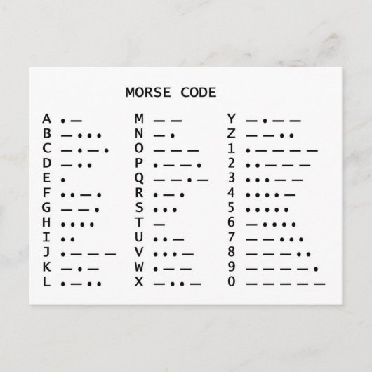 Morse Code Briefkaart (Voorkant)