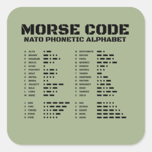 Morse Code NATO Alfabet Tactisch sein Chart A Z Vierkante Sticker