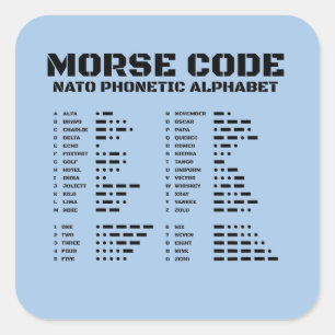 Morse Code NAVO Alfabet Chart A Z Minimaal Vierkante Sticker