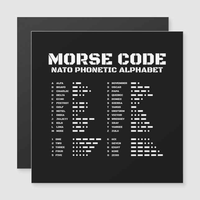 Morse Code & NAVO Educatief Ontwerp Zwart-wit (Voorkant / Achterkant)