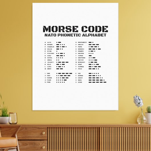 Morse Code NAVO Fonetisch Alfabet Canvas Afdruk (Insitu (Woonkamer))