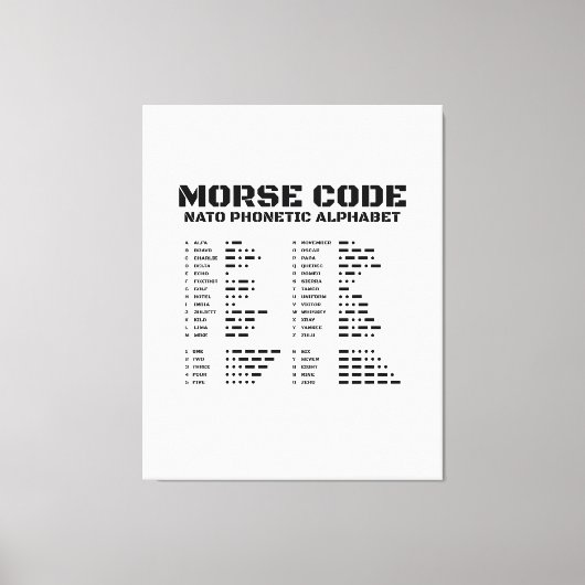 Morse Code NAVO Fonetisch Alfabet Canvas Afdruk (Voorkant)
