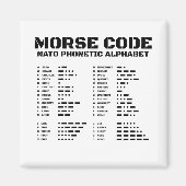 Morse Code NAVO Fonetisch Alfabet Magneet (Voorkant)