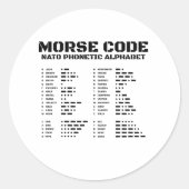 Morse Code NAVO Fonetisch Alfabet Ronde Sticker (Voorkant)
