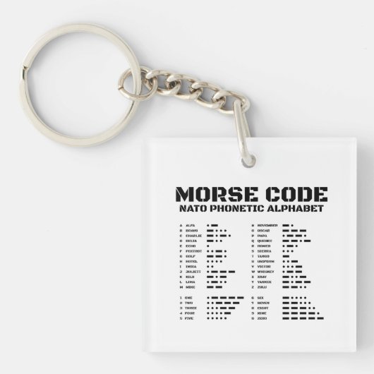 Morse Code NAVO Fonetisch Alfabet Sleutelhanger (voorkant)