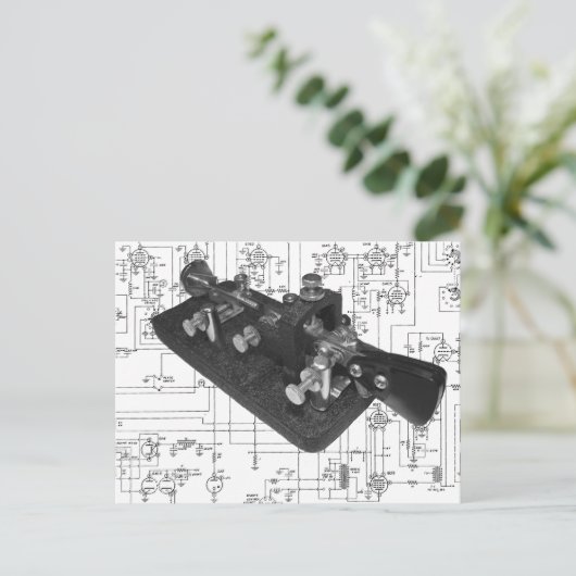 Morse Code Radio Key Schematisch Briefkaart (Staand voorkant)