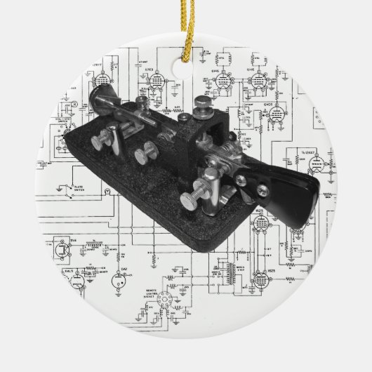 Morse Code Radio Key Schematisch Keramisch Ornament (Voorkant)
