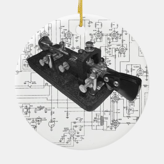 Morse Code Radio Key Schematisch Keramisch Ornament (Achterkant)