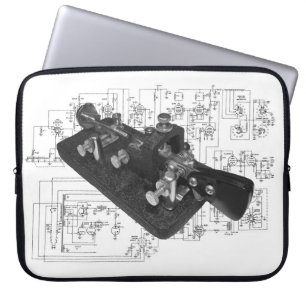 Morse Code Radio Key Schematisch Laptop Sleeve