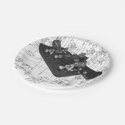 Morse Code Radio Key Schematisch Papierpapier Bord (Gekanteld)