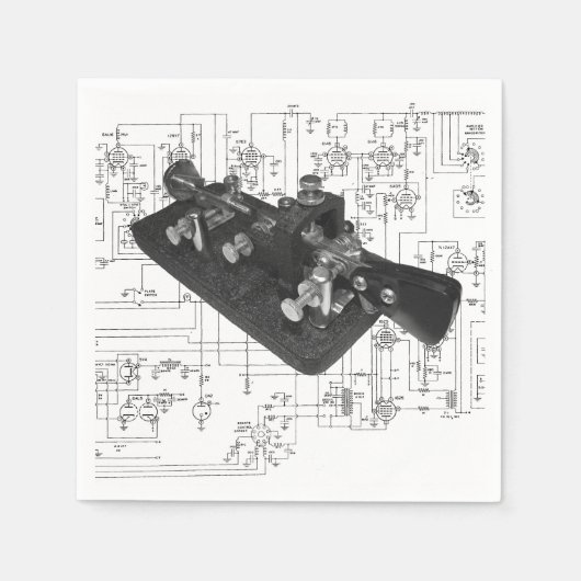 Morse Code Radio Key Schematisch Servetten (Voorkant)