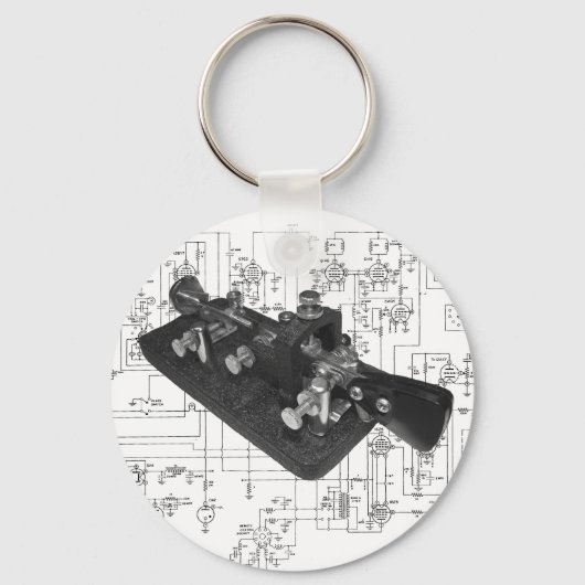 Morse Code Radio Key Schematisch Sleutelhanger (Voorkant)