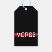 MORSE Code Red Line Design Cadeaulabel (Voorkant)