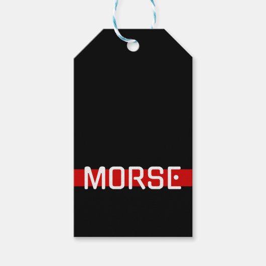 MORSE Code Red Line Design Cadeaulabel (Voorkant)