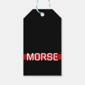 MORSE Code Red Line Design Cadeaulabel (Achterkant)