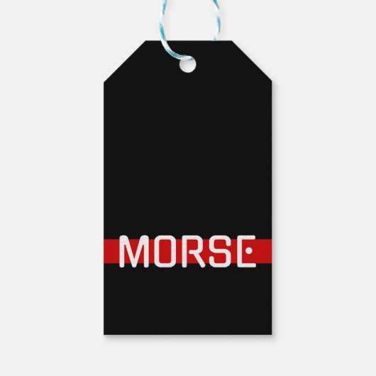 MORSE Code Red Line Design Cadeaulabel (Achterkant)