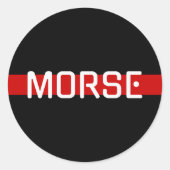 MORSE Code Red Line Design Ronde Sticker (Voorkant)