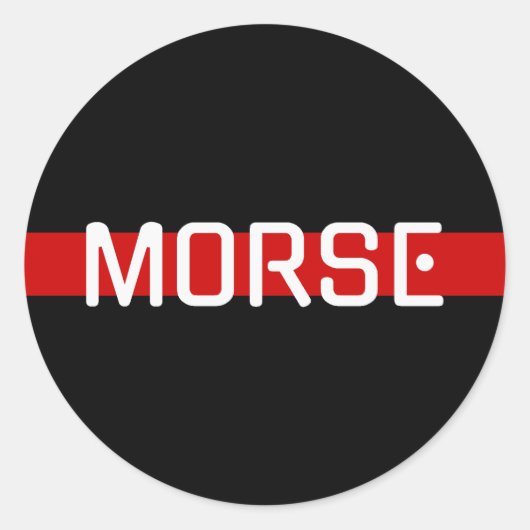 MORSE Code Red Line Design Ronde Sticker (Voorkant)