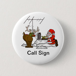 Morse Code Santa & Rudolph Aanpasbare Buttonnen Ronde Button 5,7 Cm
