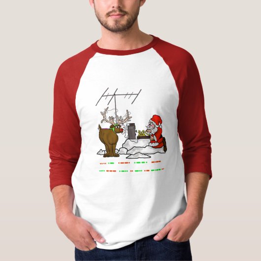 Morse Code Santa & Rudolph Kerstshirt T-shirt (Voorkant)
