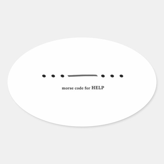 Morse code voor HELP Ovale Sticker (Voorkant)