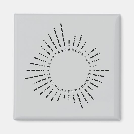 Morsecode Alfabet – Staalgrijs Design Magneet (Voorkant)