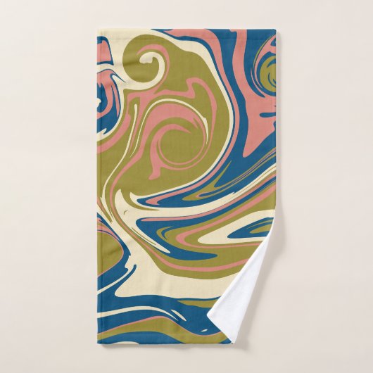 Morsen - Blauw, Olijfgroen, Roze en Cream Bad Handdoek (Handdoek)