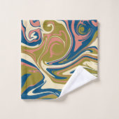 Morsen - Blauw, Olijfgroen, Roze en Cream Bad Handdoek (Wasdoekje)