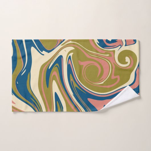 Morsen - Blauw, Olijfgroen, Roze en Cream Bad Handdoek (Handdoek)