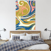 Morsen - Blauw, Olijfgroen, Roze en Cream Canvas Afdruk (Insitu (Slaapkamer))